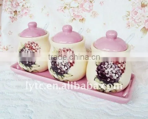 Fine Style 3pcs Decorative Ceramic Canister photo-2