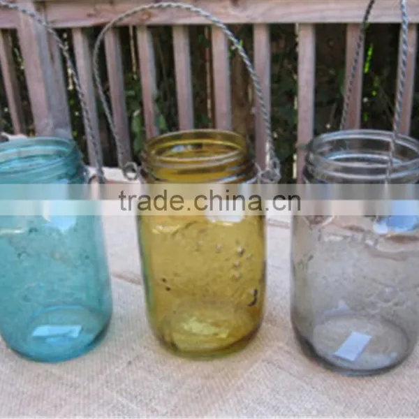 Mason Jar Lantern With Pink Glass and Gold Accents photo-3