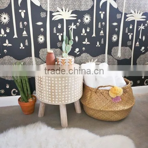 Seagrass Storage Basket With Pompom Panier Boule, Panier Plage, Panier Basket photo-2