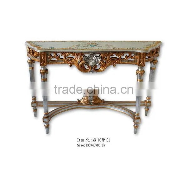 Hand Drawing Room Furniture Baroque Style Hallway Console Table and Mirror photo-6
