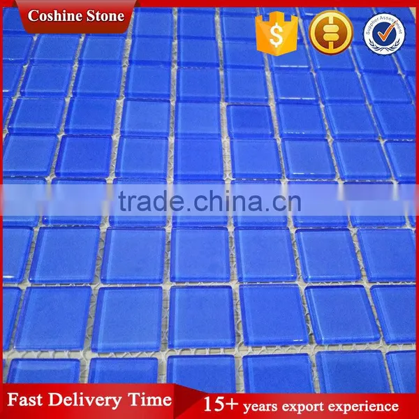 Export Crystal Pure Light Blue Square Glass Mosaic Tiles photo-2