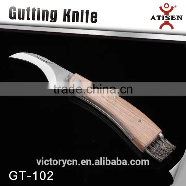 Hight Quality Folding Wooden Handle Mushroom Knife With Brush and Tweezers GT-102 photo-2