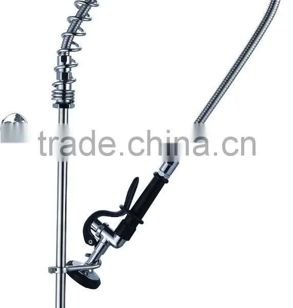 Single Handle Pull Down Pre-rinse Spring Kitchen Faucet With Two Swivel Spouts, Chrome photo-2