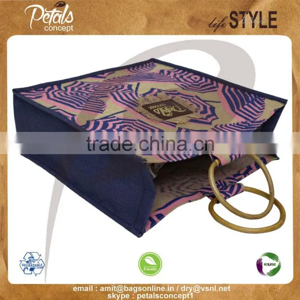 PP Laminated Jute Tote Bag With Padded Rope Handle & With Two Side Umbrella Print photo-4