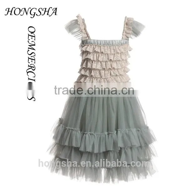 Blush Pink Ballroom Lace Tulle Dress Removable Overskirt Baby Girl Wedding Bridemaid Dress HSD7835 photo-3