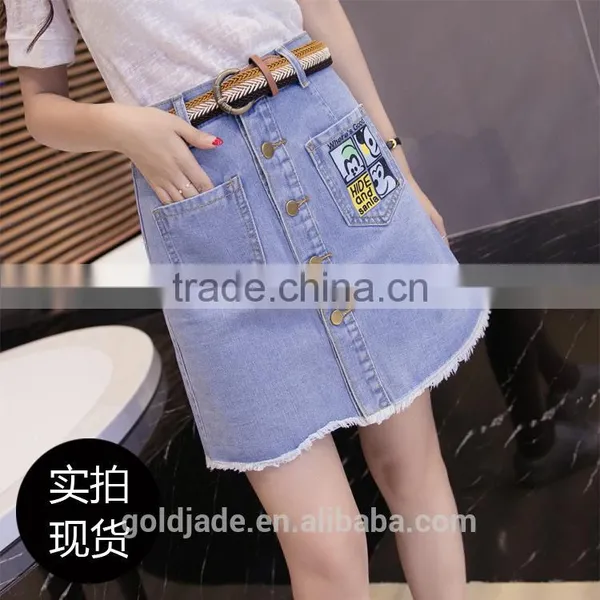 Latest Skirt Design Print For Women Fancy Short Denim Jeans Skirt photo-4