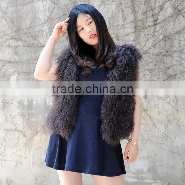 CX-G-B-191E Real Fur Fashion Style Lamb Sleeveless Waistcoat Vest photo-4