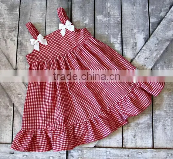 2017 New Style Baby Clothes Cheap Wholesale Red and Blue Children's Boutique Summer Baby Girl's Plaid Dress photo-6