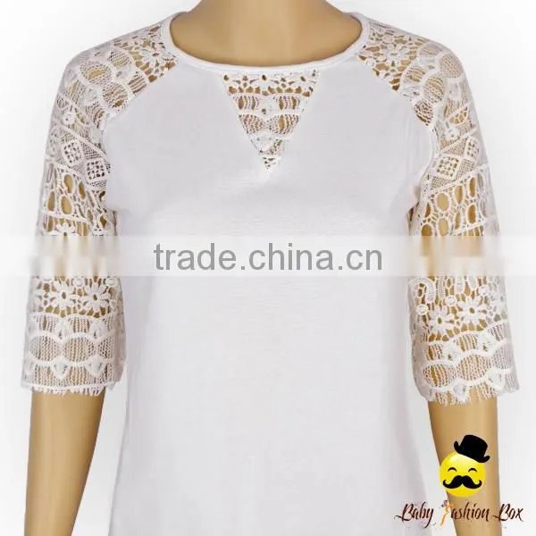 Bohemia Style Transparent Lace Floral Half Sleeve Plain Gray Cotton Harem Raglan Shirt Top Blouse photo-2