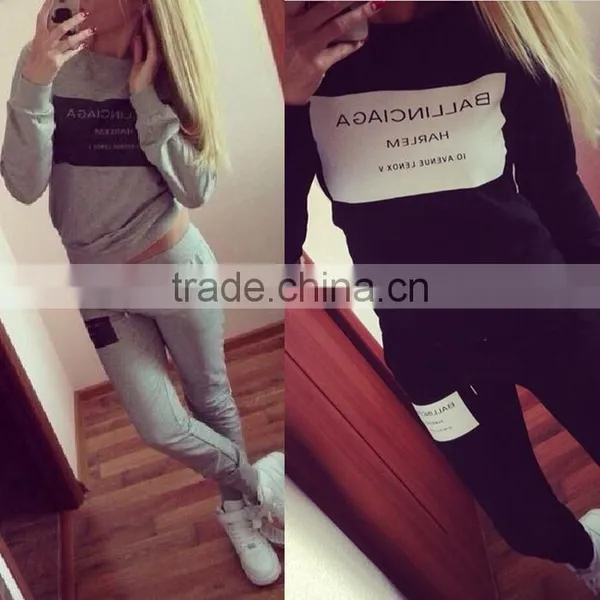 Wholesale Woman Clothes Sets 2016 Ballinciaga Tracksuits 2 Piece Set Women Sport Suit Hoodies Jogging photo-3