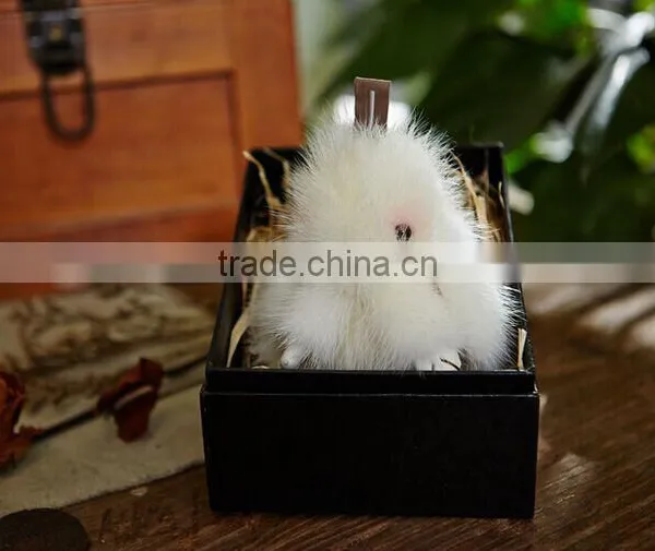 Mink Fur Rabbit Shape Key Chain Different Colors Fur Ball Keychain for Girl's Bag photo-4