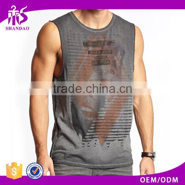 Guangzhou Latest Designed Casual Summer O-neck 160g 100% Cotton Cut-off Shirts Mens Muscle T Shirt Sleeveless