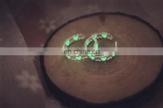 Heart Luminous Ring Glow In The Dark Ring Adjustable Ring photo-4