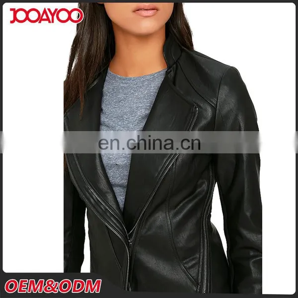 2017 Customed New Style Women Black Jacket Lady Winter Fancy Motorcycle Original Leather Jacket photo-5