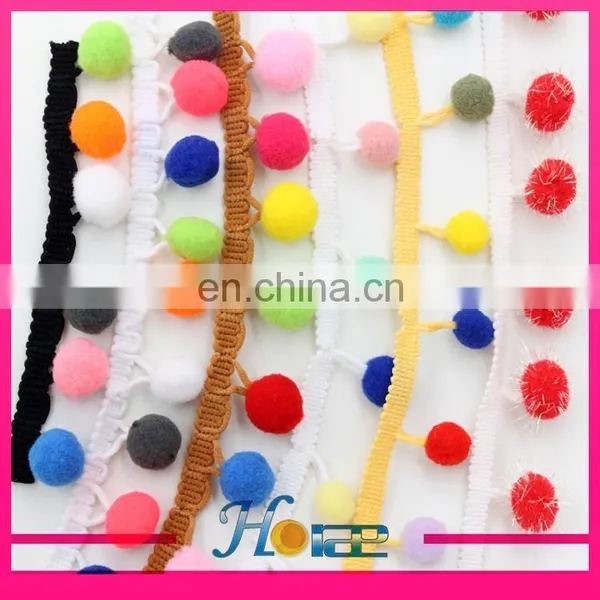 Fashion 2cm Width Colorful Tassel Fringe Pom Pom Trim for Clothing Hea189 photo-3
