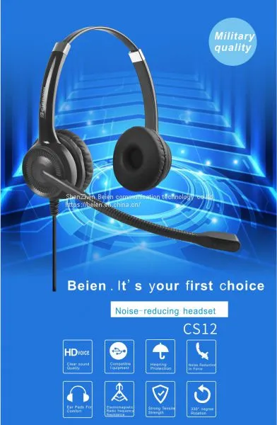 China Beien CS12 USB Telephone Call Center Headset Noise-cancelling Headset Customer Service