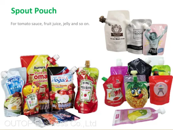 OUTOP Packaging Custom Printed Stand Up Tomato Paste Ketchup Packing Bag Plastic Chili Sauce Packaging Pouch With Spout