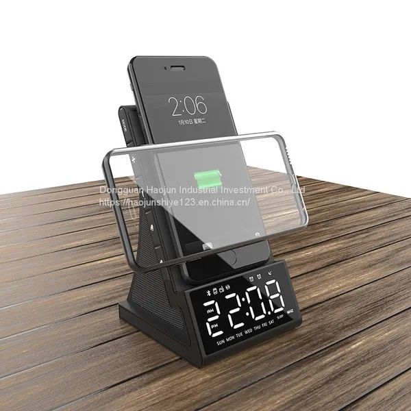 X7 Desktop Audio Multi-function Bluetooth Alarm Clock Mobile Phone Stand Wireless Charging Radio Bedside Speaker photo-2