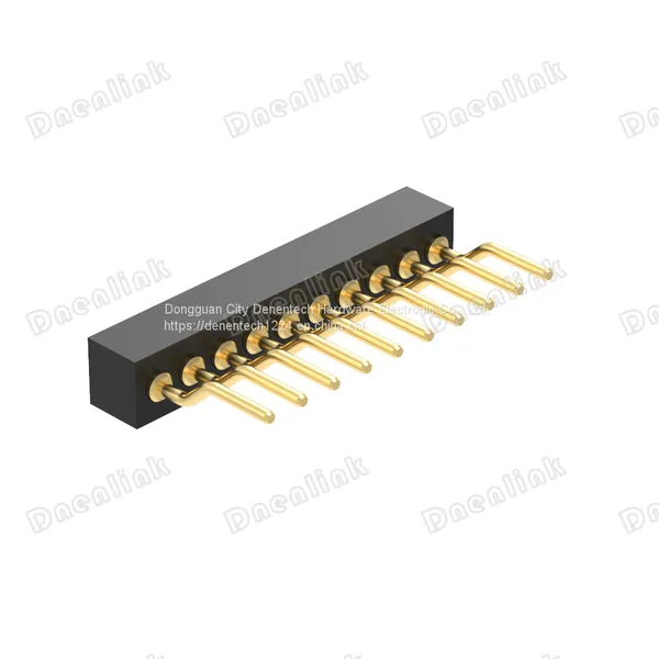 Dnenlink 1.27mm Pitch Single Row H2.0mm Plane Contact Right Angle Female Header SMT Type PogoPin Header photo-3