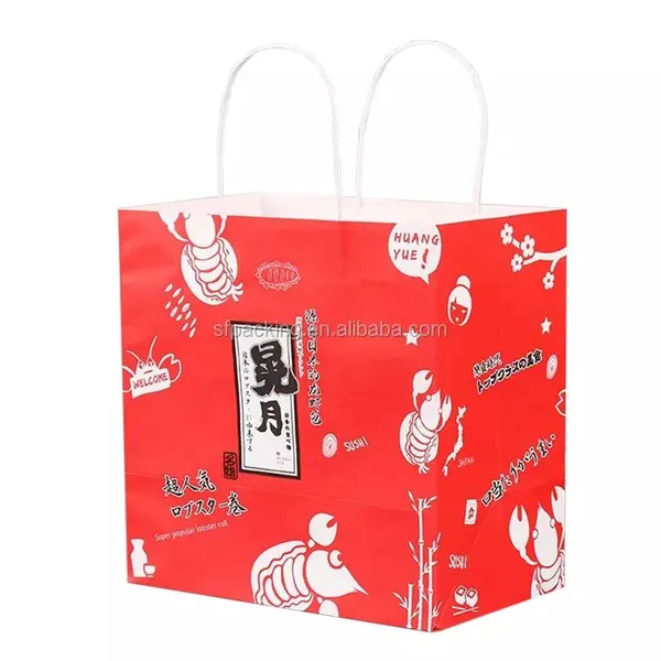 Custom Brown Kraft Paper Folding Bags With Handle photo-2