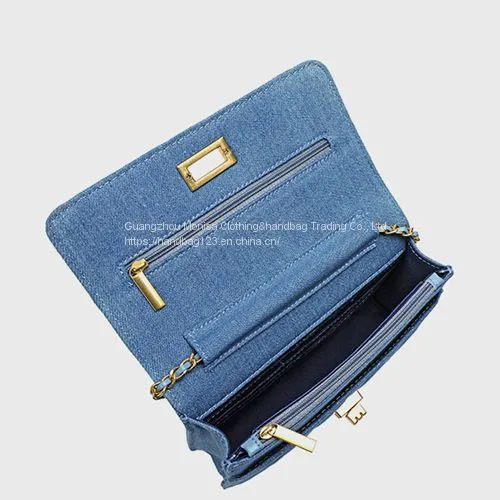 High-quality Rhombus Chain Bag Fashion Denim Small Fragrance Style Messenger Shoulder Bag photo-3