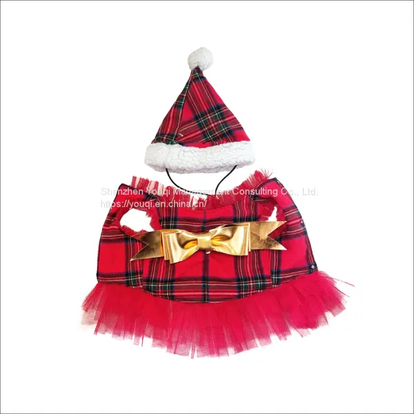 Dog Cute Bow Plaid Skirt/ Christmas Dog Cute Bow Plaid Skirt/ Dog Plaid Skirt/ Dog Red Skirt/ photo-2