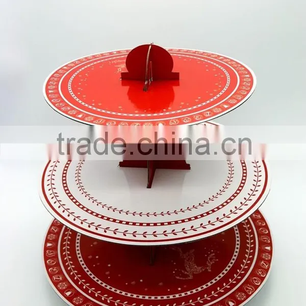 Custom 3 Tiers Cupcake Stand for Christmas,paper Cardboard Cake Stand for Party Quality Choice