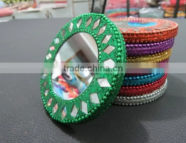 Rajasthani Indian Traditional Pocket Mini Mirror Purse Makeup Mirror photo-6