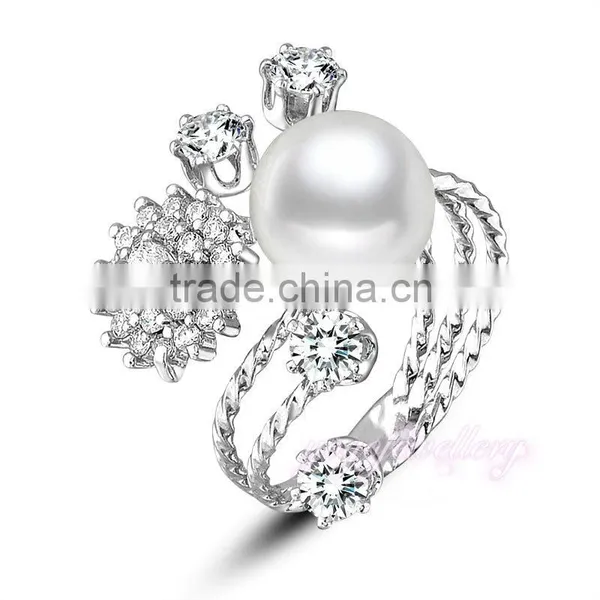 China Wholesale Adjustable Gold Plated Pearl Wire Ring Jewelry