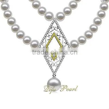 925 Sterling Silver Freshwater Round Pearl Necklace