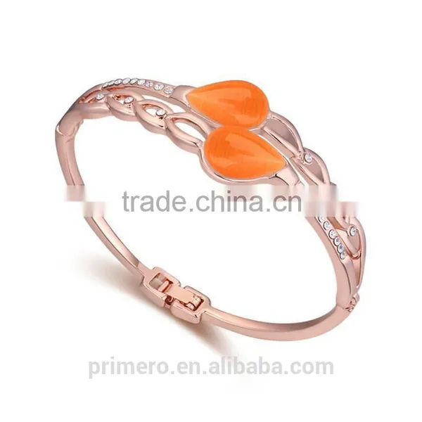 True Gold Plated Rhinestone Boutique Tear Droplets Opal Bracelet Bangles Women photo-3