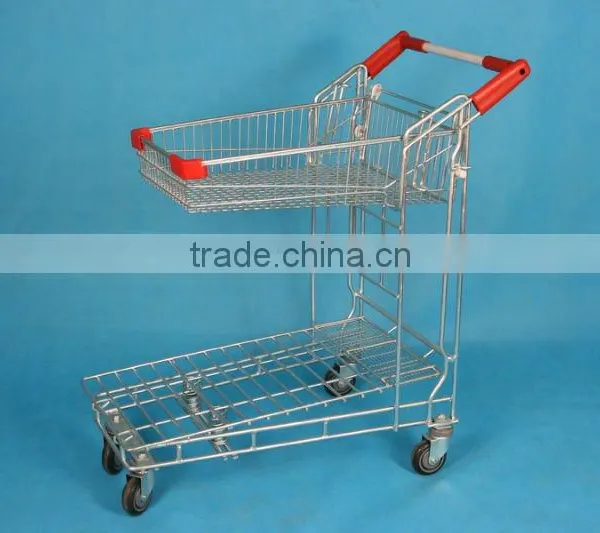 Folding Wire Steel Supermarket Trolley Cargo Cart Warehouse Trolley photo-4