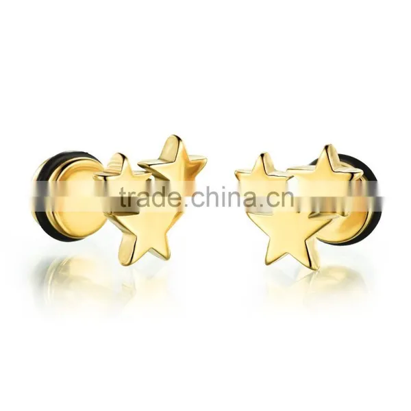2016 Latest Simple Design Ginger Snap Jewelry Button Star Saudi Gold Jewelry Earring photo-2