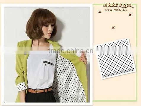 100% polyester cheap polka dots printed taffeta interlining fabric