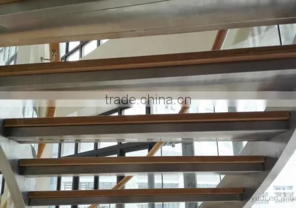 Office Building Commercial Wood Staircase Stainless Steel Framed photo-5