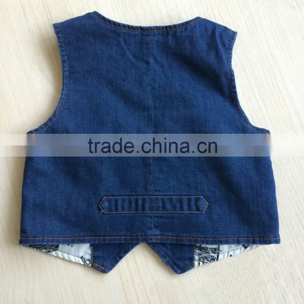 OEM Service Children Denim Waistcoat Blue Hot Sale Kids Soft Waistcoat photo-3