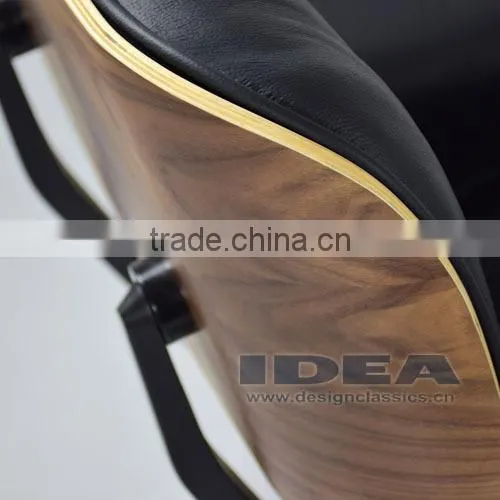Replica Charles Lounge Chair and Ottoman Walnut Shell Black Leather photo-6