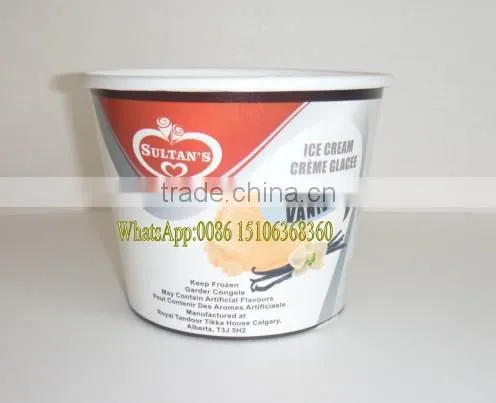 550ml Paper Ice Cream/dessert/Yogurt Container, Cup With Flat Lid,Spoon,Wooden Stick photo-2