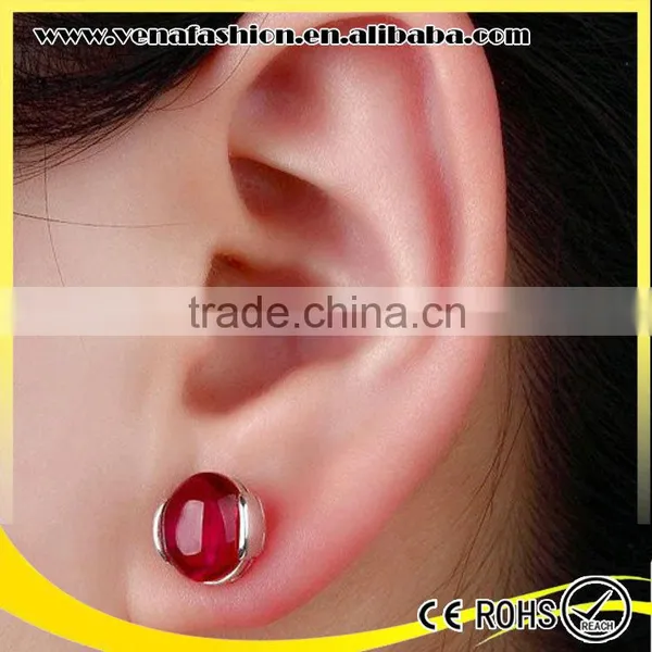 Colored Natural Ruby Agate Opal Single Stone Earring Designs photo-3