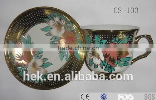 Flower Decorate Custom Printed Ceramic Tea Cup and Saucer photo-3