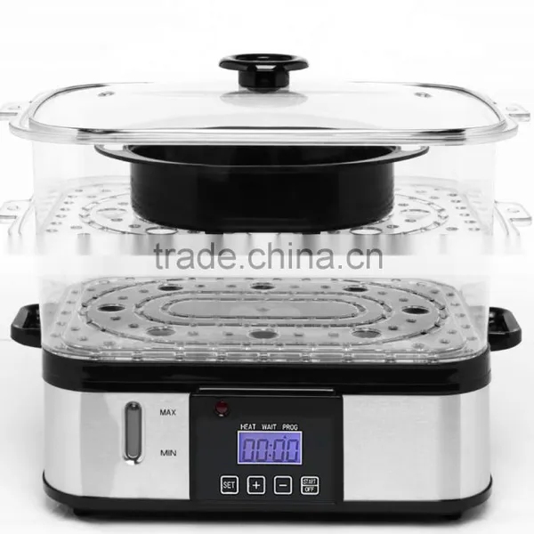 2 Layer Home 800W Stainless Steel Electric Food Steamer XJ-10107 photo-2