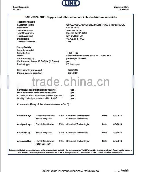 Best Brake Pads ZF Brand(FMSI NO:D1107-8760) photo-4