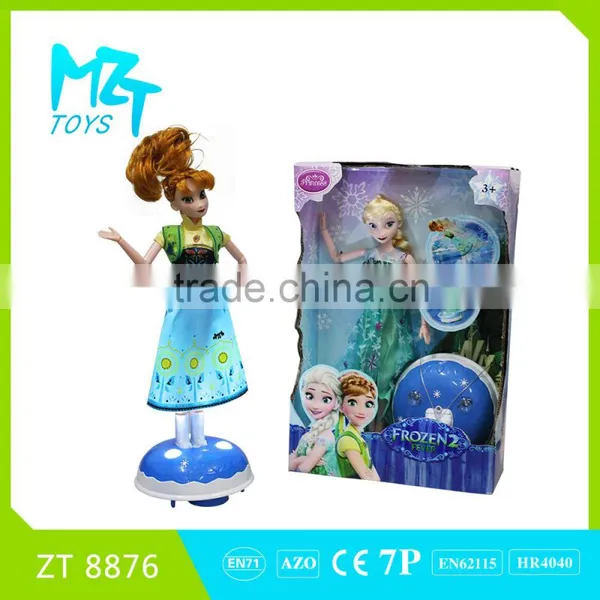 2016 New !Eco-friendly PVC 11 Inch Movable Joints Elsa and Anna With Skiing Boots(B/O Pedestal Barbie Doll