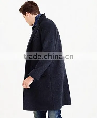 Trendy Navy Blue Custom Made Woven Wool Fabric for Winter Overcoat photo-3