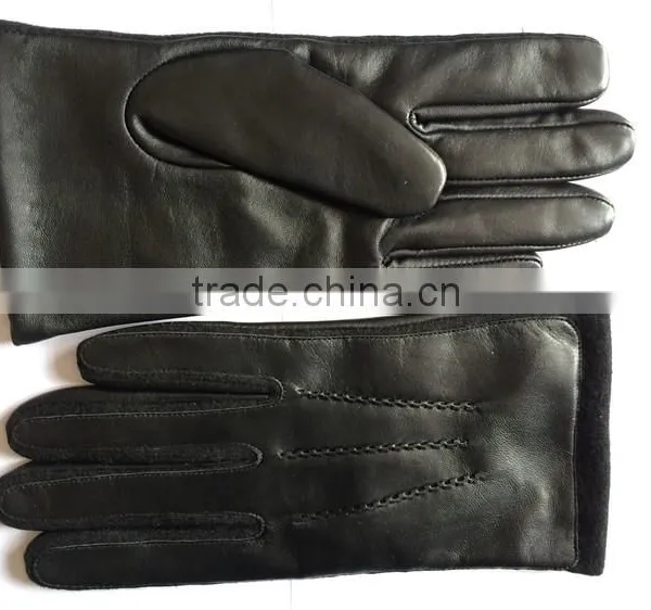 Mens Suede Leather Gloves With Cashmere Lined For Workout photo-4