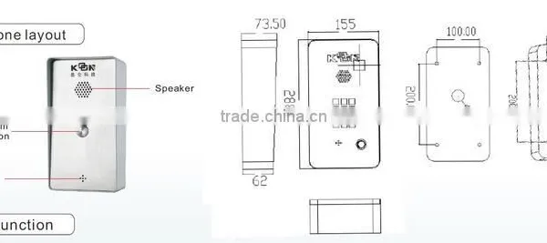 Stainless Steel KNZD-45 IP Door Phone Intercom System Elevator Telephone photo-3