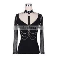 Punk Gothic T-shirt Long Sleeve Women T-shirt TT004 2016 Spring New Design Devil Fashion