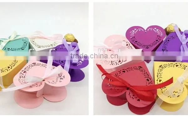 Cut Heart Shape Laser Cut Paper Favor Boxes Wedding Favor Box photo-2