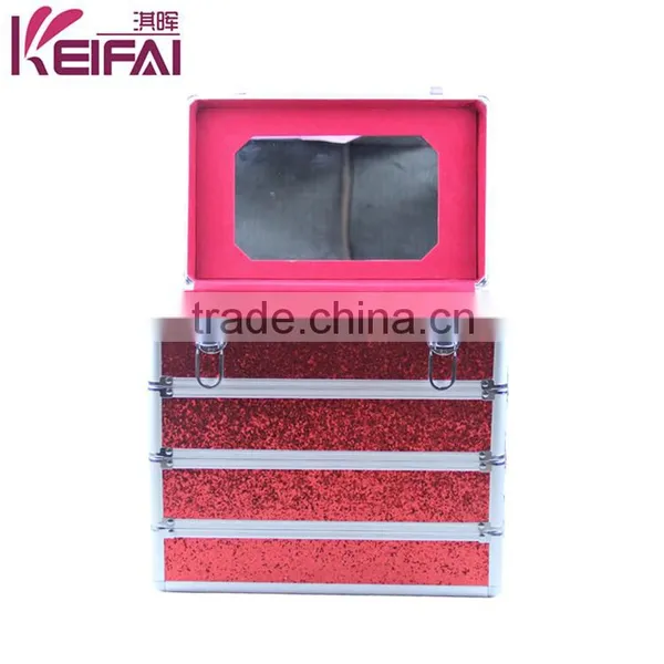 Personalized Most Popular Products Red Sequin PU Antique Professional Cosmetic Case photo-5