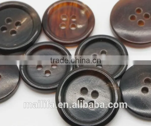 High End 4 Holes Real Brown Buffalo Horn Suit Button photo-2